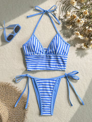 Sexy Orange Striped Bikini Set