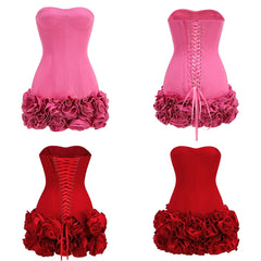 Sexy Sleeveless Off Shoulder Self Tie Knot 3D Floral Embroidery Mini Dress