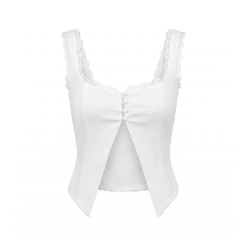 Lace Trim Spaghetti Strap Crop Top
