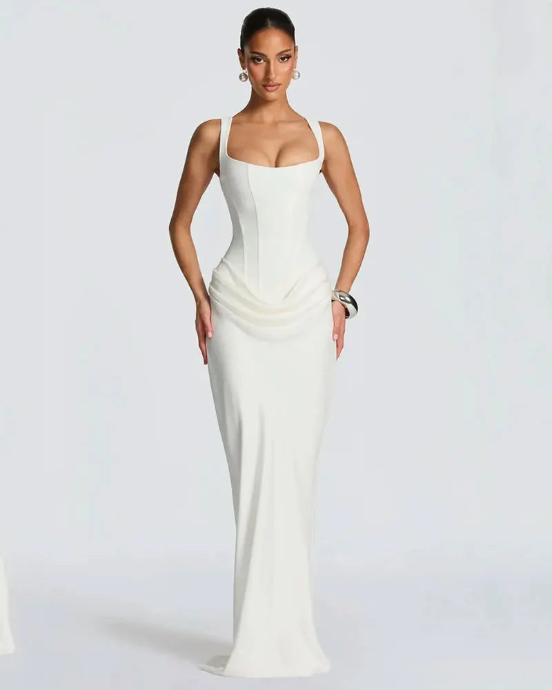 Backless Ruched Sexy Maxi Dress
