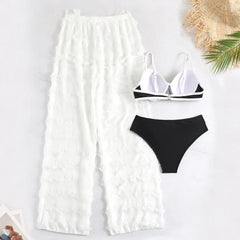 Vintage White Black Patchwork Bikini Set