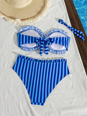 Sexy Blue Striped Bikini Set