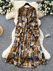 Vintage Print Large Swing Dress