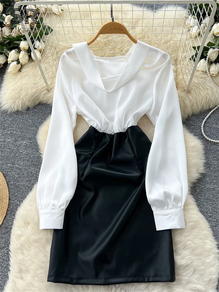 Office Lady Satin Bodycon Dress