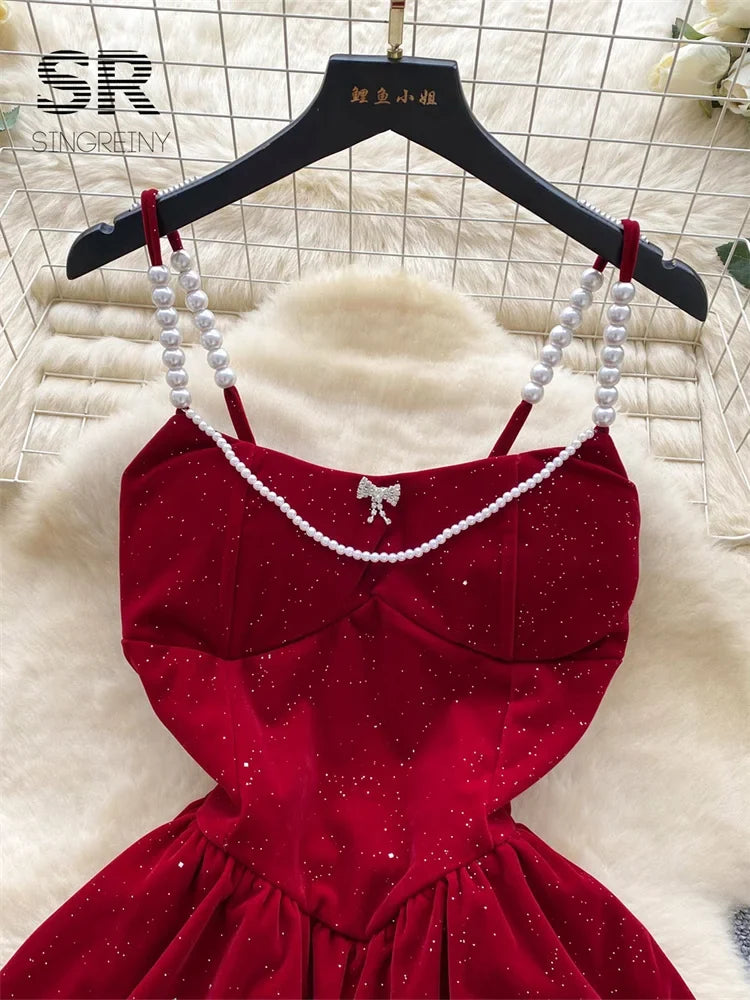 Pearl Velvet Mini Dress