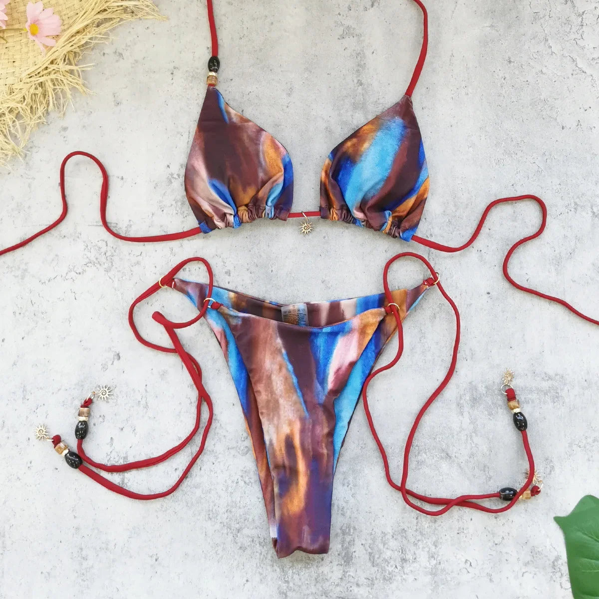 Sexy Blue Tie Dye Gradient Micro Bikini