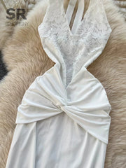 Lace Halter Gown Dress