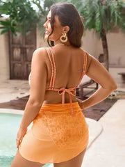 Sexy Orange Floral Print Bikini Set