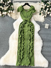 Ruffles Sleeveless Maxi Dress