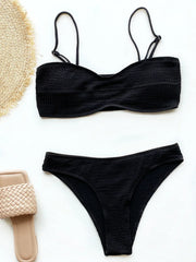 Green Black Push Up Pleate Swimsuit