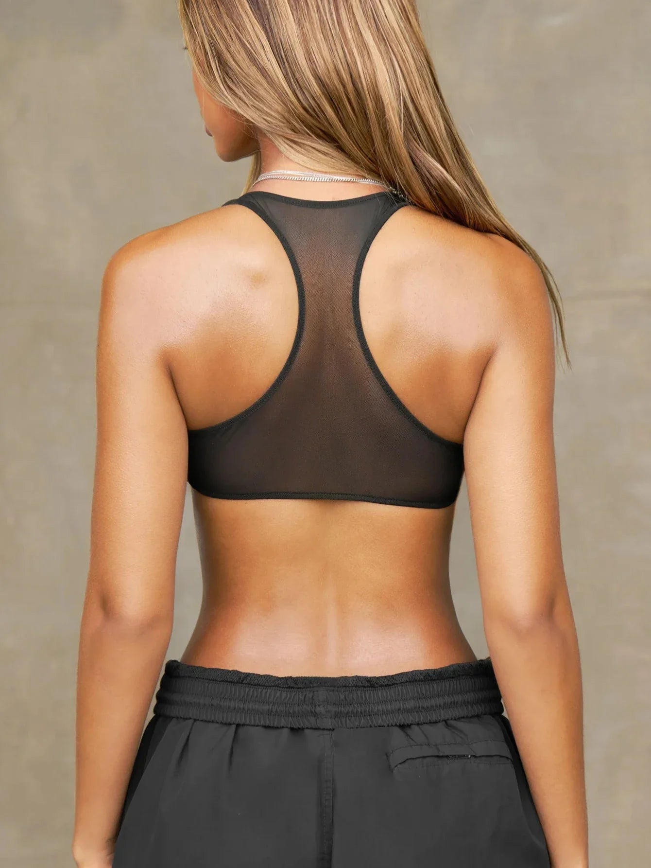 Semi-sheer Sleeveless Crop Top