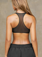 Semi-sheer Sleeveless Crop Top