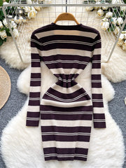 Style Vintage Stripe Knitted Dress