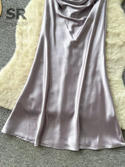 Satin Sequins Party Dress