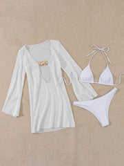 New Mesh Long Sleeve Dress 3 Piece Swimsuit