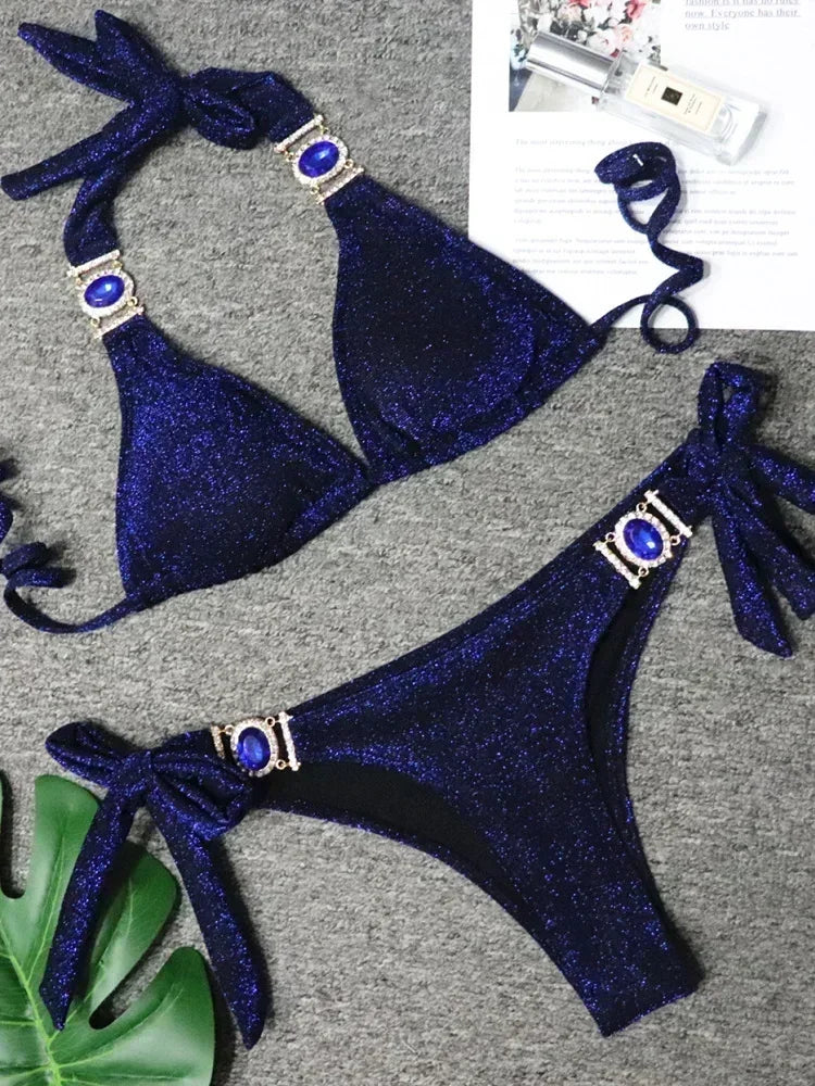 Halter Crystal Rhinestone Diamond Bikini
