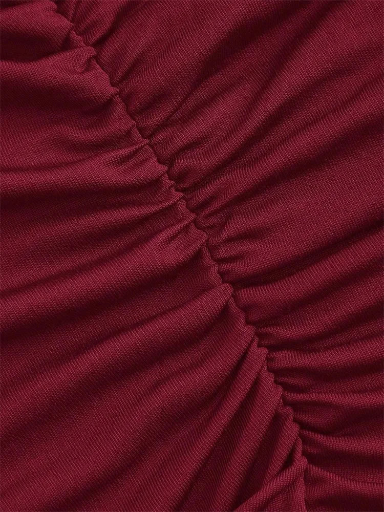 Women's Mock Neck Pleated Crop Top