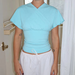 Off Shoulder Wrap Crop Top