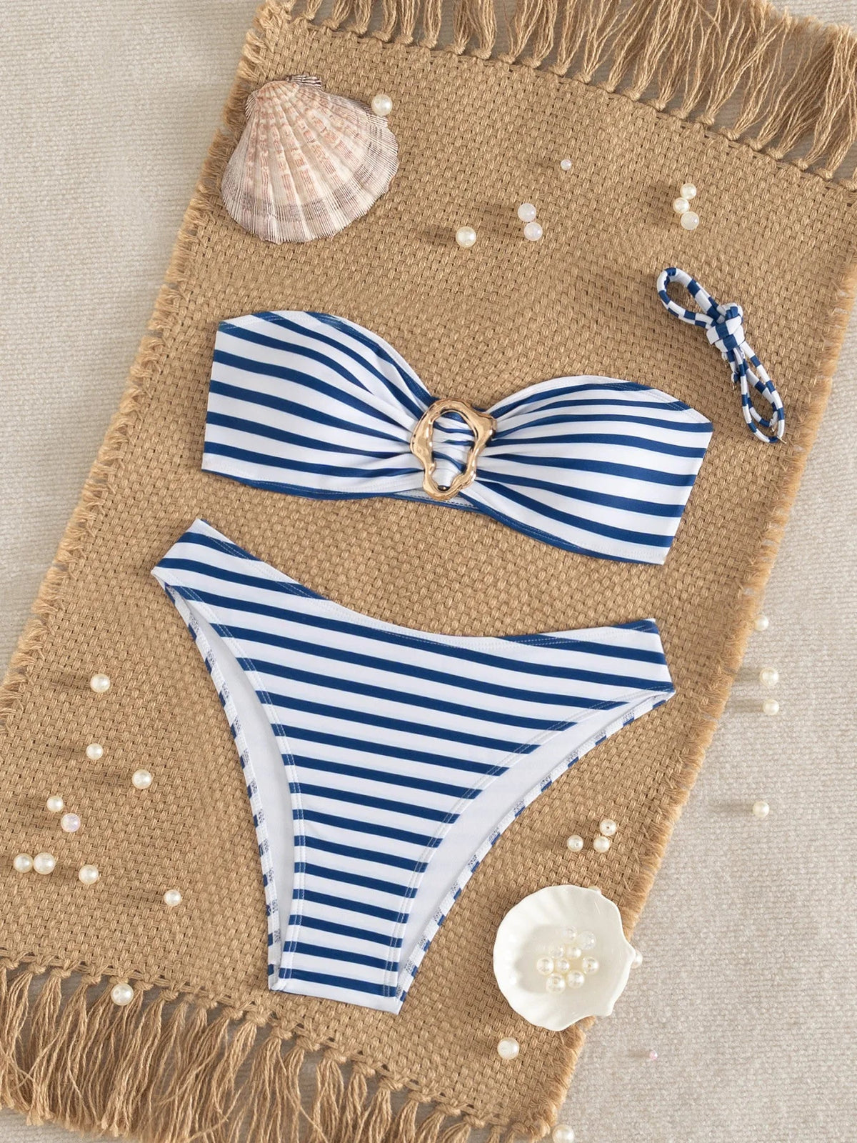 Sexy Blue Striped Micro Bikini