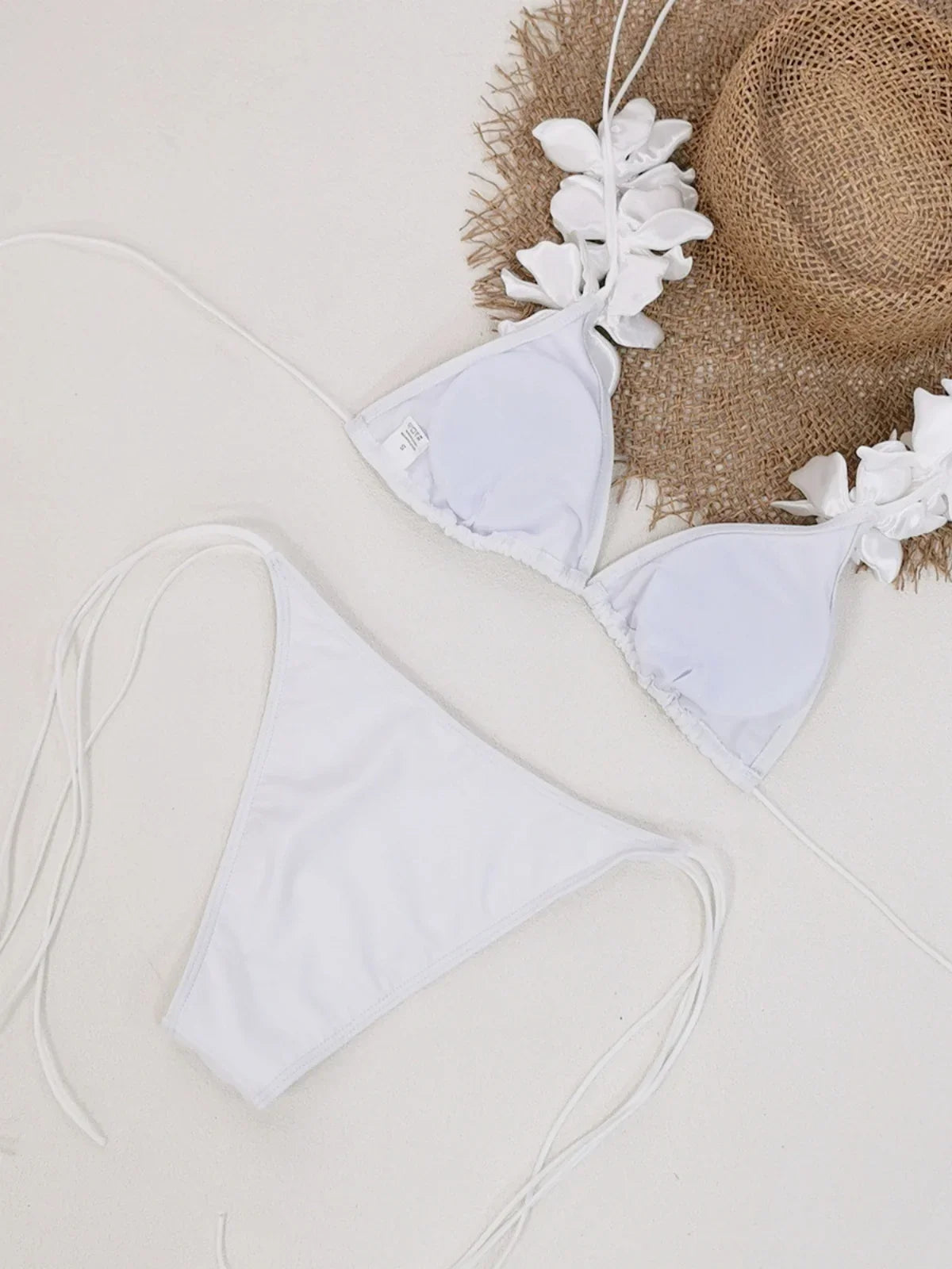 Sexy 3D Flower Strap Bikini Set
