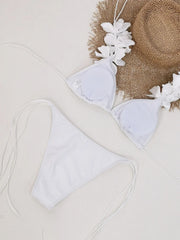 Sexy 3D Flower Strap Bikini Set