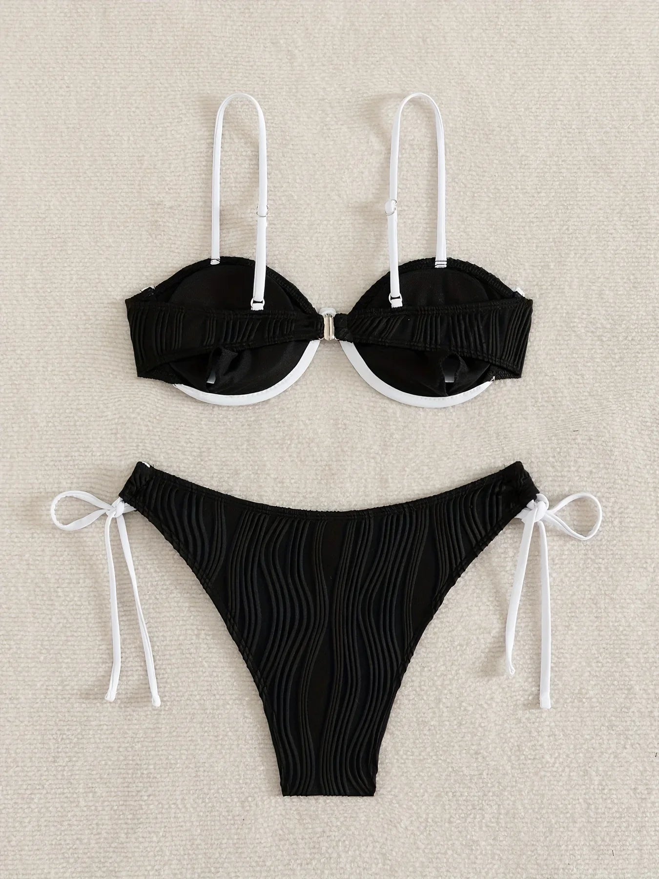 Sexy Coffee Patchwork Bikini Set