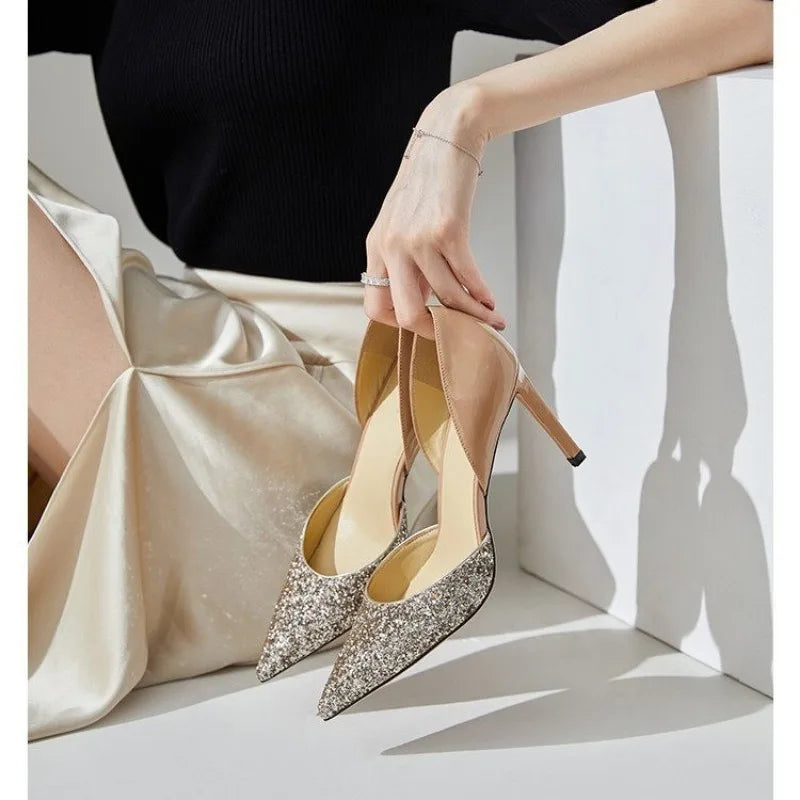Sequin Pointed Party Dress Hot Sale High Heel