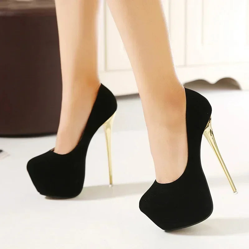 Club Black High Heel Waterproof Stripper Flock High Heel