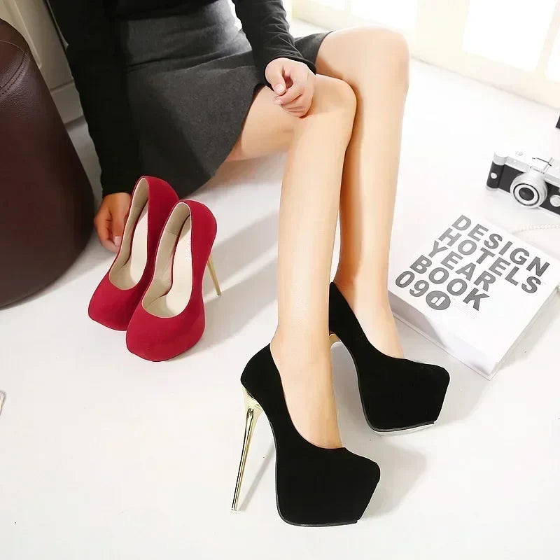 Club Black High Heel Waterproof Stripper Flock High Heel