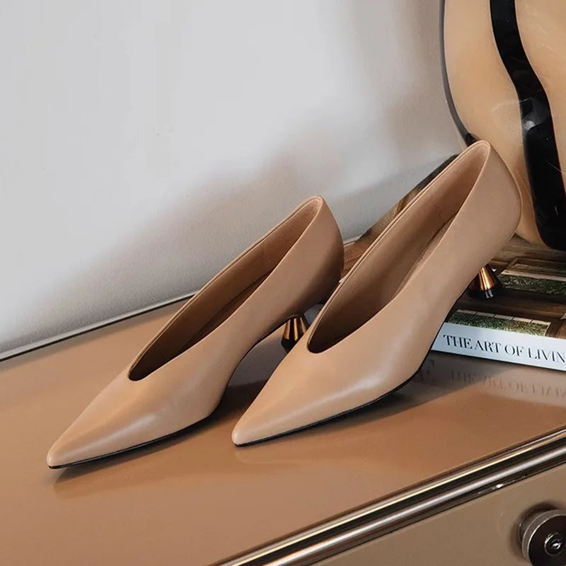 Highs Pointed Shal Party Dress Shoes Low Heel Pumps