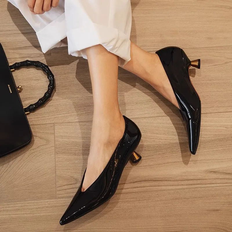 Highs Pointed Shal Party Dress Shoes Low Heel Pumps