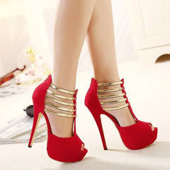 Sleek Open Toe Platform Narrow Band Hollow Elegant High Heel