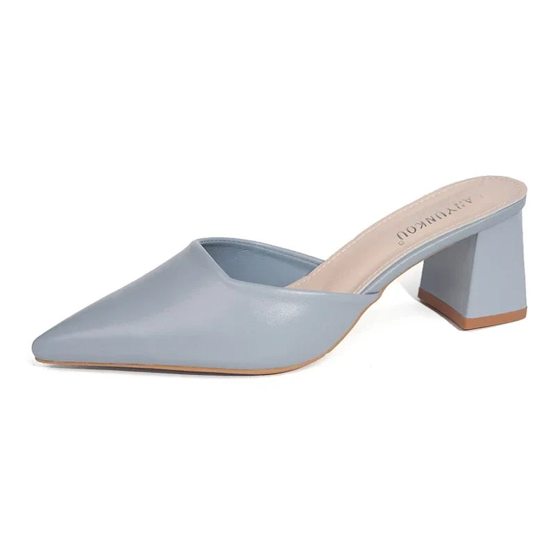 Pointed Toe Plush Warm Closed Toe Comfortable Slippers Low Heel Pumps