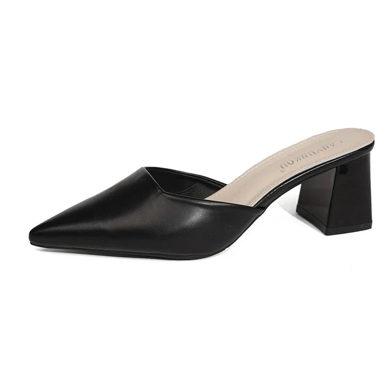 Pointed Toe Plush Warm Closed Toe Comfortable Slippers Low Heel Pumps