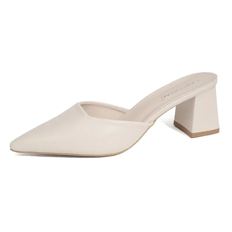 Pointed Toe Plush Warm Closed Toe Comfortable Slippers Low Heel Pumps