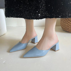 Pointed Toe Plush Warm Closed Toe Comfortable Slippers Low Heel Pumps