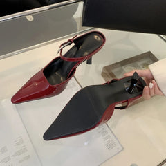 Pointed Toe Slingback Thin Heels Slide Designer High Heel