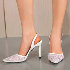 pointed toe mesh breathable High Heel cover head buckle strap Thin high heel High Heel