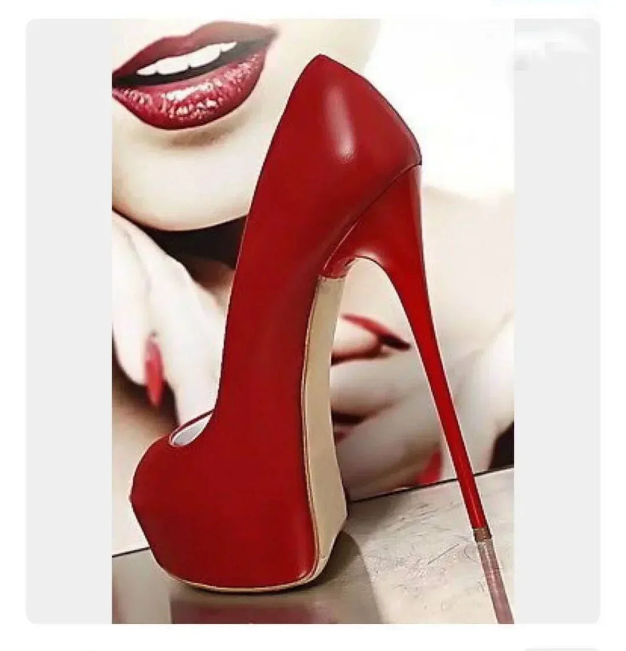 Daring Red Fish Mouth Platform Shallow Mouth Ultra Super High Heel High Heel