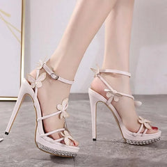 High Heel Narrow Band Butterfly-knot Buckle Strap High Heel