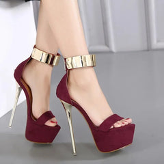 Super Thin High Heel Platform Open Toe Zipper Wedding High Heel