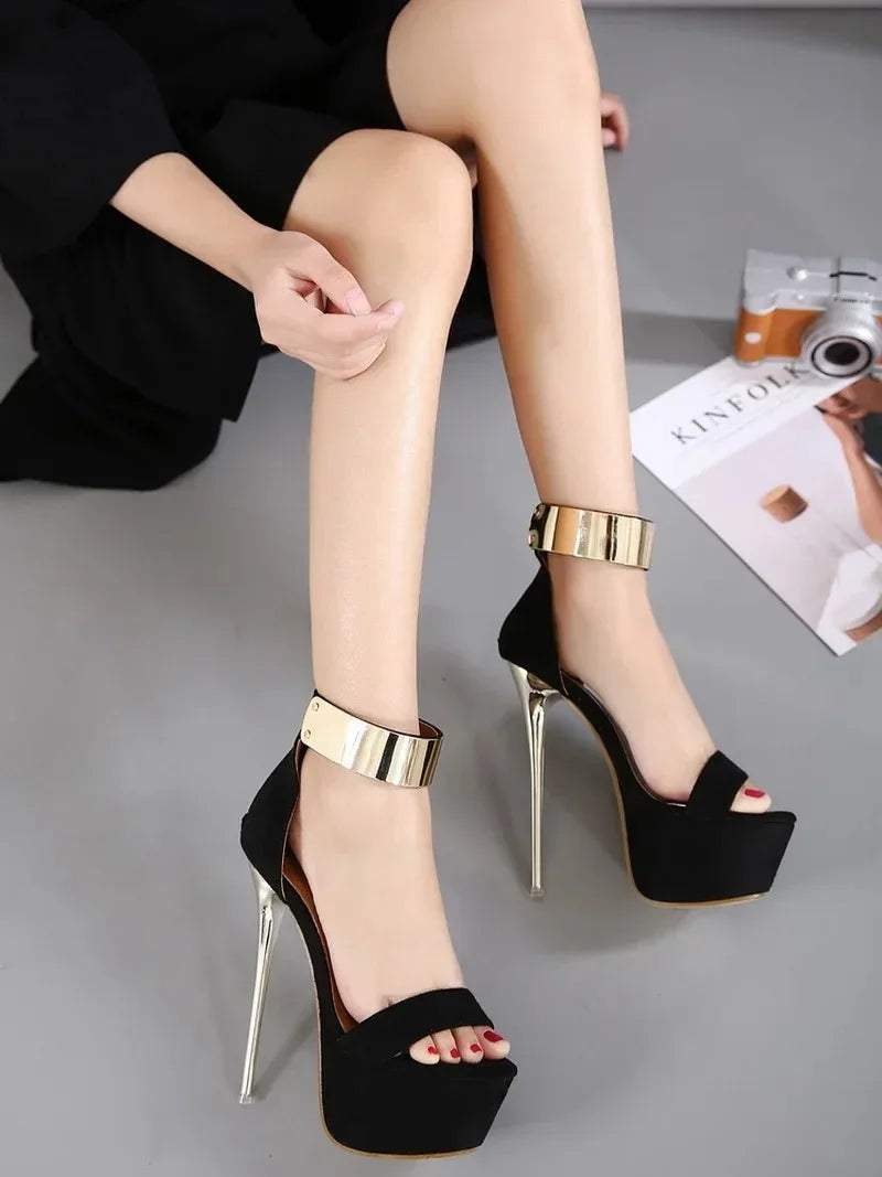 Super Thin High Heel Platform Open Toe Zipper Wedding High Heel