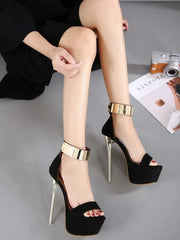 Super Thin High Heel Platform Open Toe Zipper Wedding High Heel