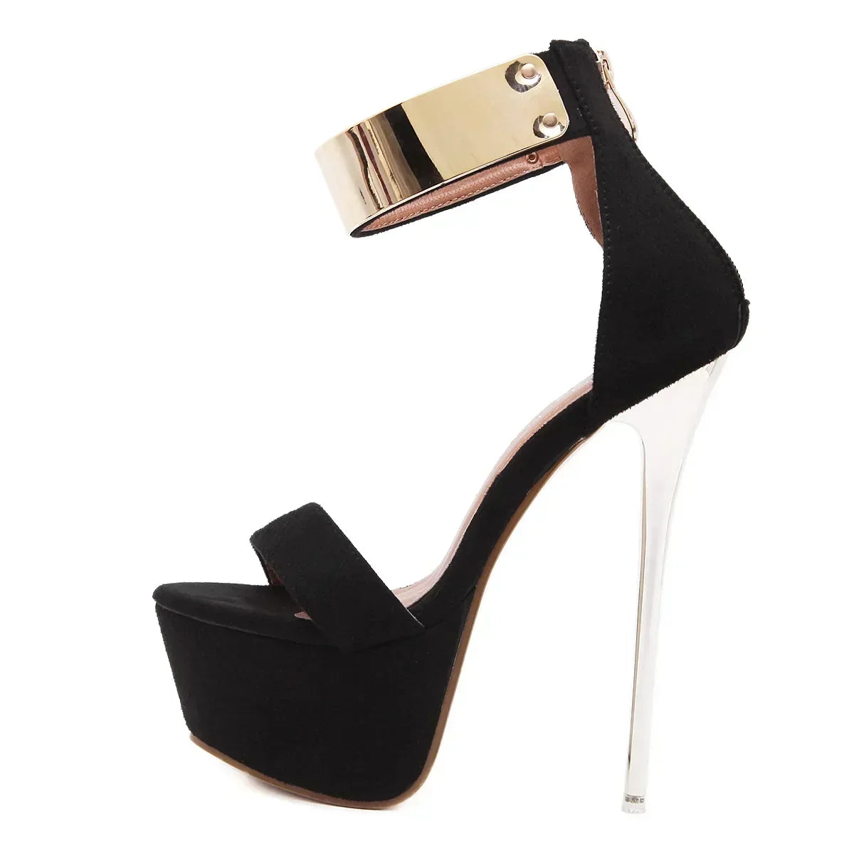 Super Thin High Heel Platform Open Toe Zipper Wedding High Heel