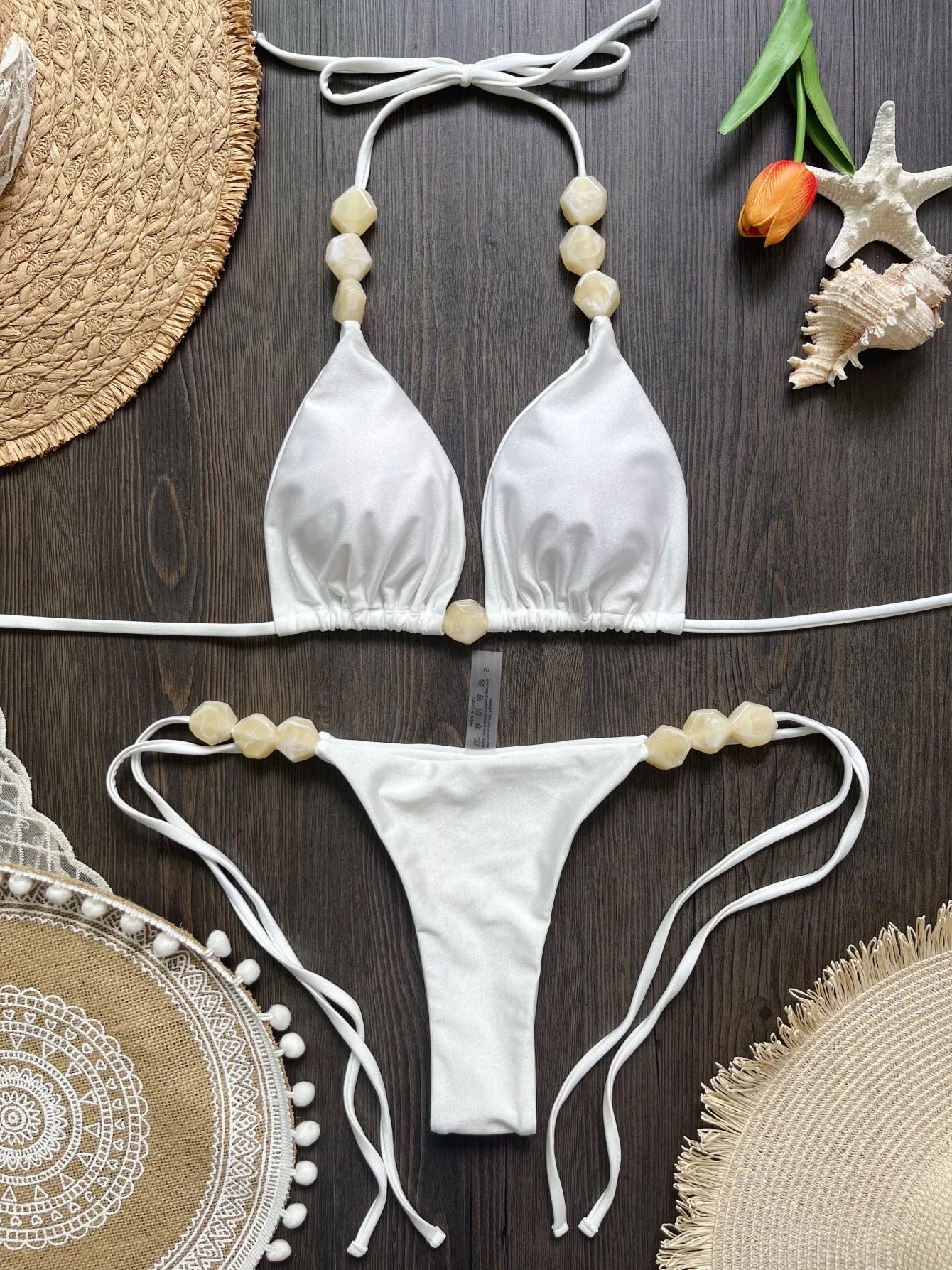 White Halter String Micro Bikini