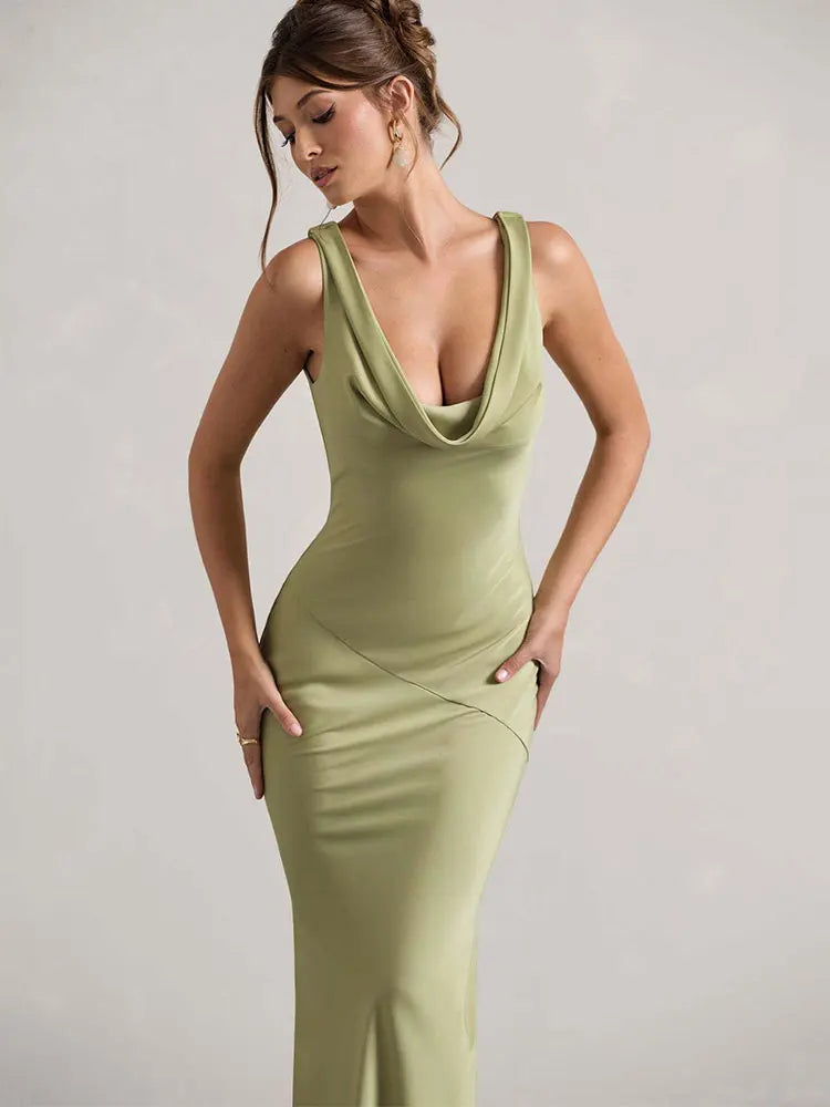Satin Elegant Maxi Evening Dress