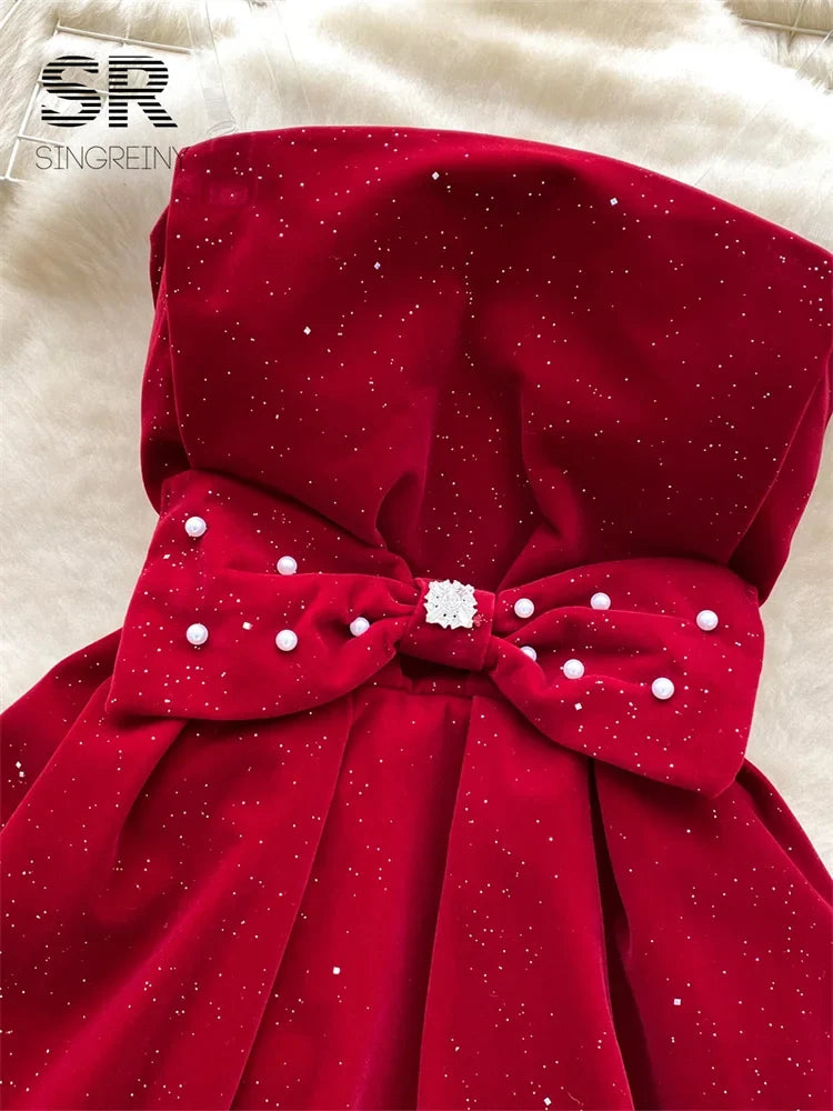 Pearl Bow Design Bud Dress