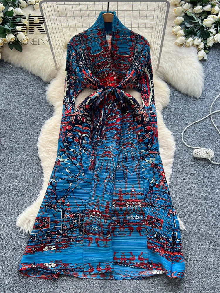 Pleated Art Print Dress
