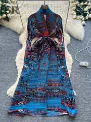 Pleated Art Print Dress