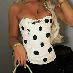 Polka Dot Strapless Corset Top